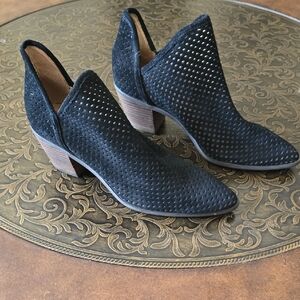 Lucky Brand Women's Black Perforated Suede Ankle Boots NWOT